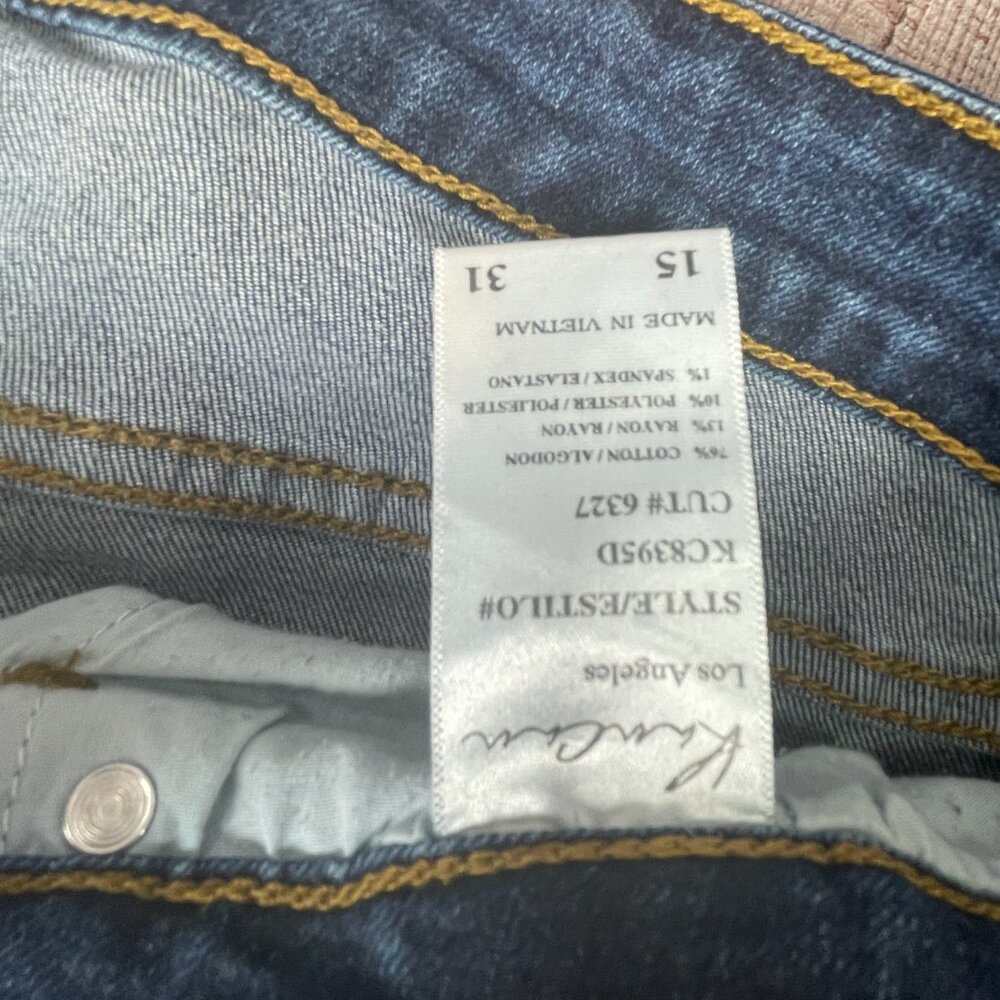 KanCan Dark Blue Skinny Jeans with Distressed Hem - Picture 5 of 7